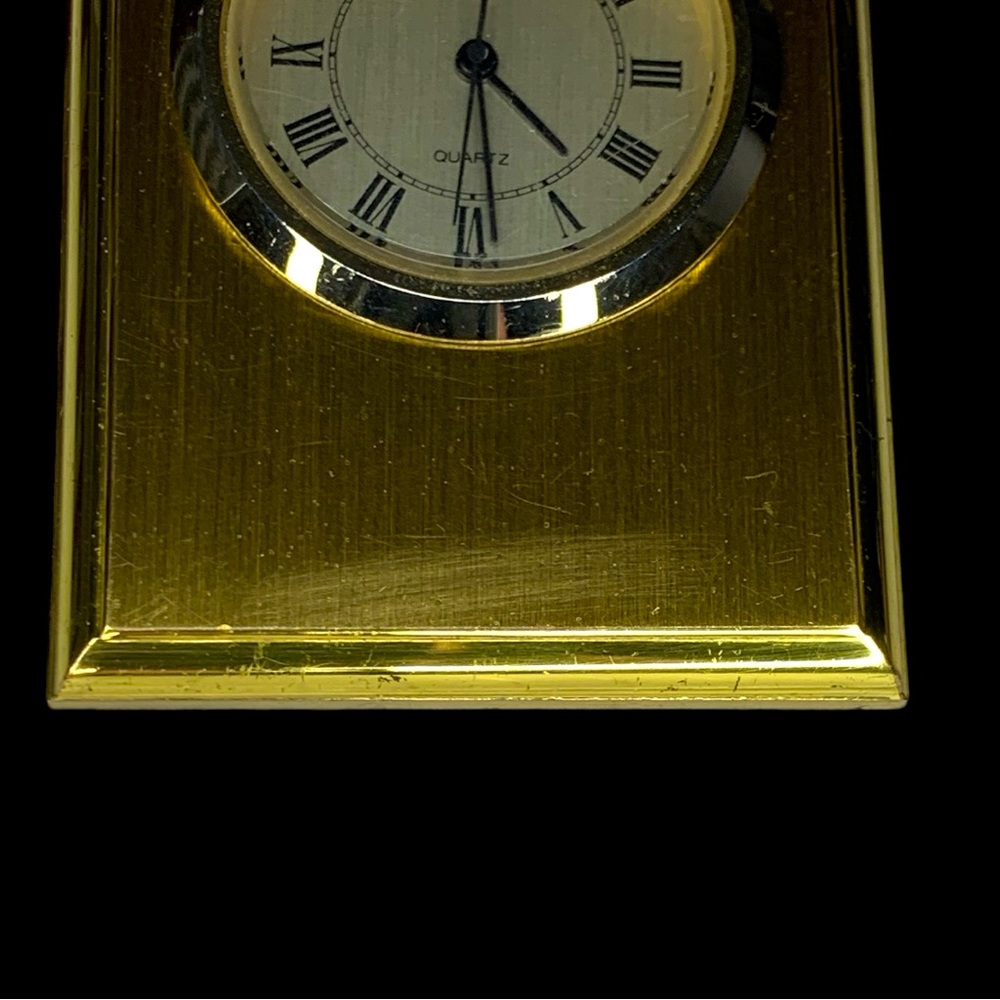 VINTAGE BULOVA QUARTZ Desk Clock Solid Brass - Picture 6 of 9